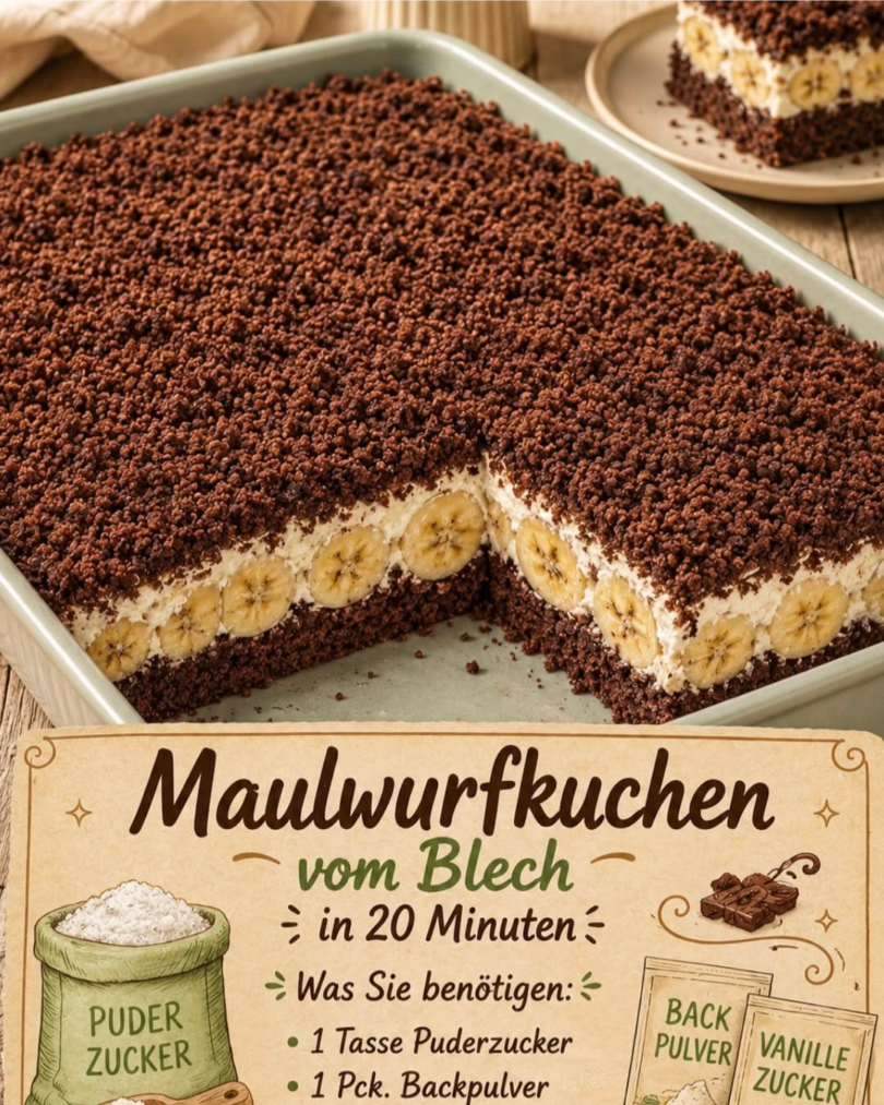 Maulwurfkuchen mit Bananen