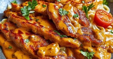 🥩 Schnitzelstreifen in Senfsahnesoße – Zart, würzig und cremig!