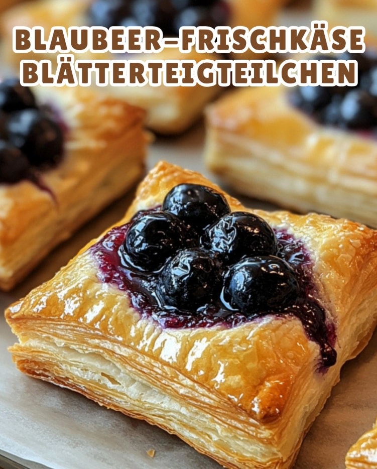 Blaubeer-Frischkäse-Blätterteigteilchen - Einfache Rezepte Blaubeer-Frischkäse-Blätterteigteilchen - Einfache Rezepte