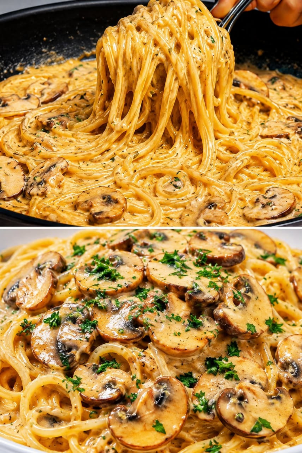 Champignons-Spaghetti aus der Pfanne – cremig, würzig & schnell gemacht