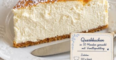 Quarkkuchen mit Vanillepudding – in 10 Minuten vorbereitet 🍰✨