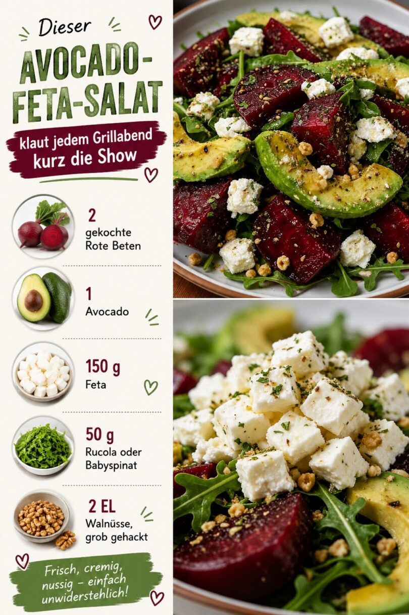Avocado-Feta-Salat mit Roter Bete – frisch, cremig & perfekt zum Grillen 🥑🧀