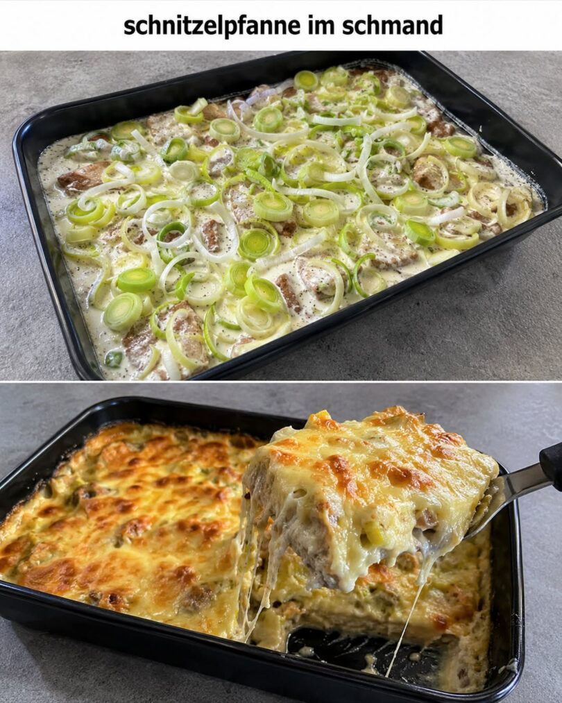Schnitzelpfanne mit Champignons und cremiger Schmandsoße – wie aus dem Gasthaus 🍽️🥩