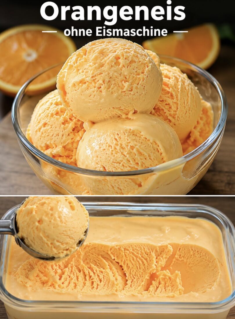 Orangeneis ohne Eismaschine – fruchtig, cremig & perfekt für den Sommer 😍🍊🍦