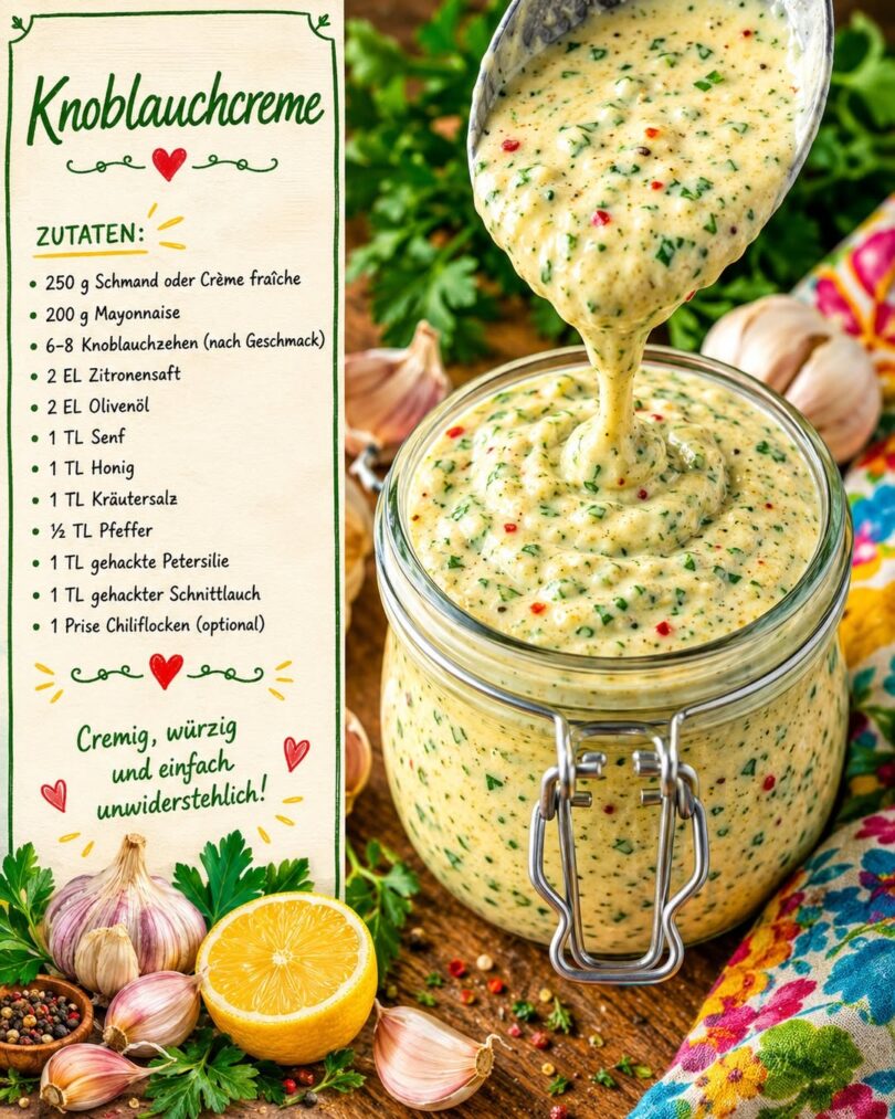 Hausgemachte Knoblauchcreme – cremig, würzig & einfach unwiderstehlich 😍🧄