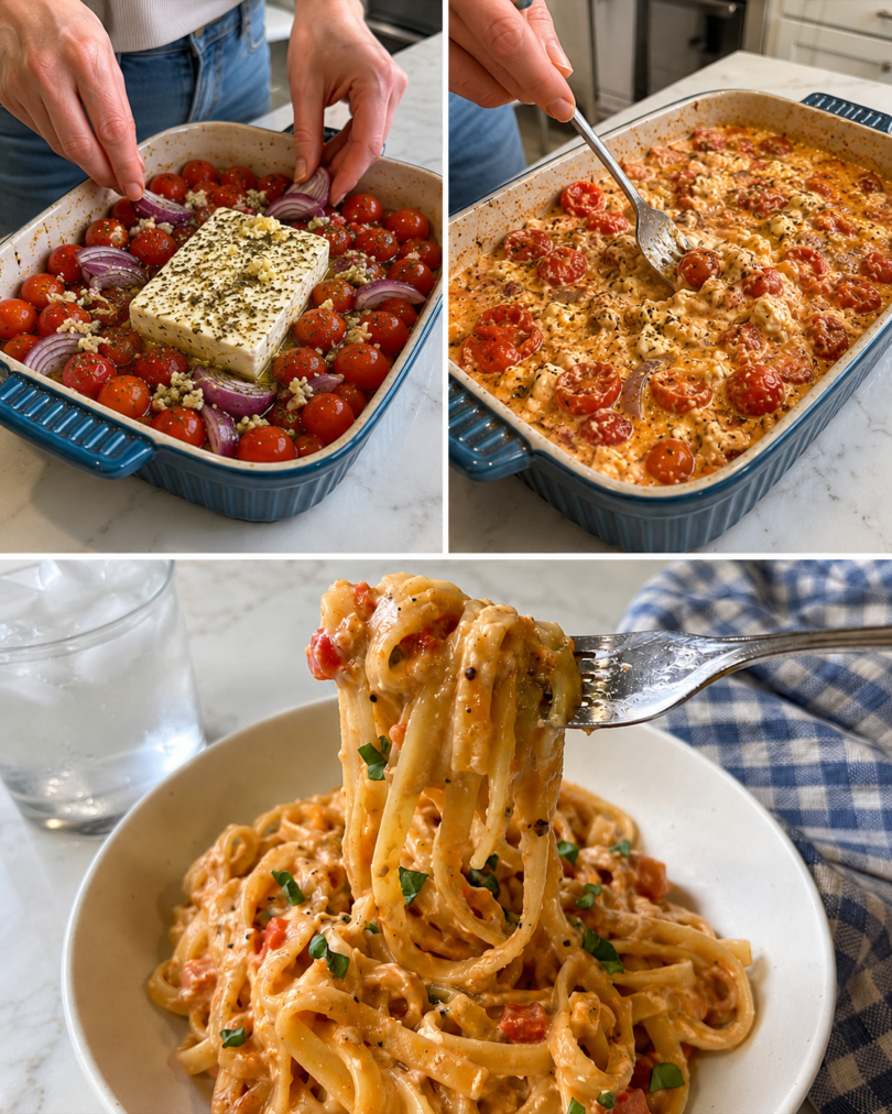 Ofen-Feta-Pasta mit Tomaten – cremig, mediterran & unglaublich einfach 😍🍅🧀