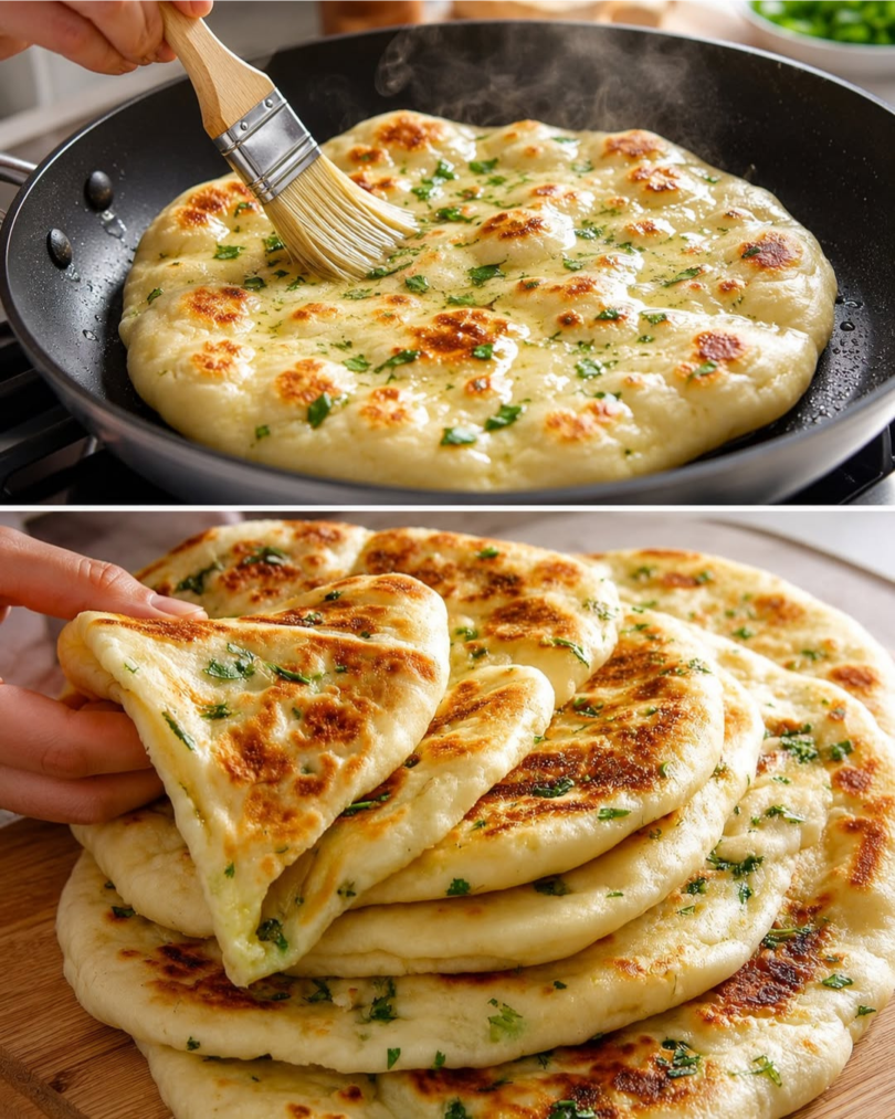 Knoblauchfladen ohne Hefe – weich, aromatisch und schnell aus der Pfanne